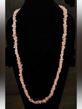 Genuine Rose Quartz Stone Chip Necklace 17”